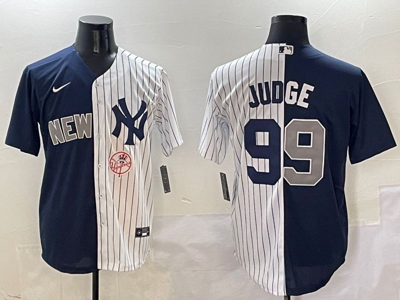 Men New York Yankees #99 Judge White Stripe Blue Game Nike 2025 MLB Jersey style 9->new york yankees->MLB Jersey